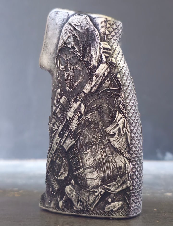 Lambda-Grips Ghost 2 LTD AR vertical pistol grip, limited-edition hand-painted design, precision-fit polymer grip crafted in Colorado for control and style