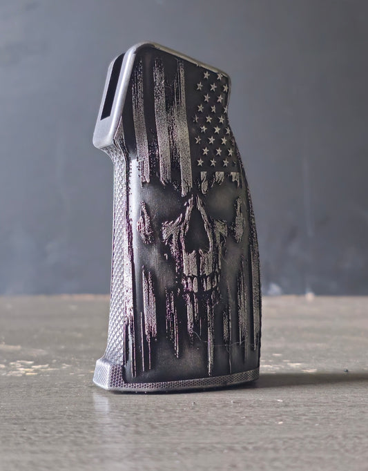 AR Vertical Pistol Grip - USA Skull Flag LTD